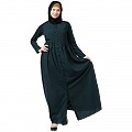 Front open abaya with pintucks- Bottle Green Front open abaya with pintucks- Bottle Green